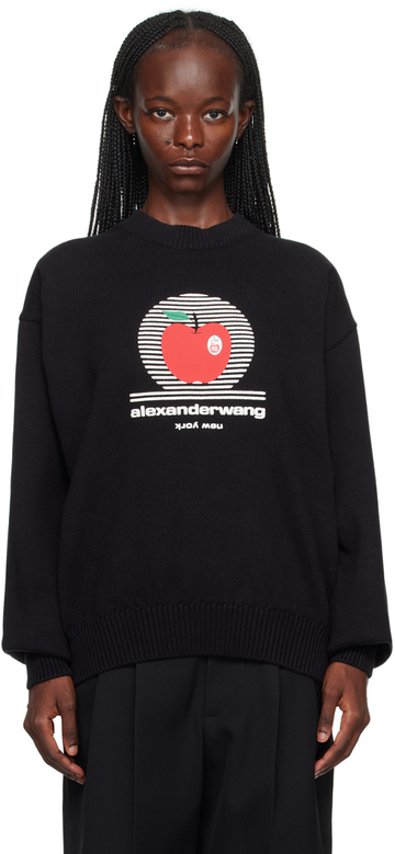 alexander wang black ny apple sweater