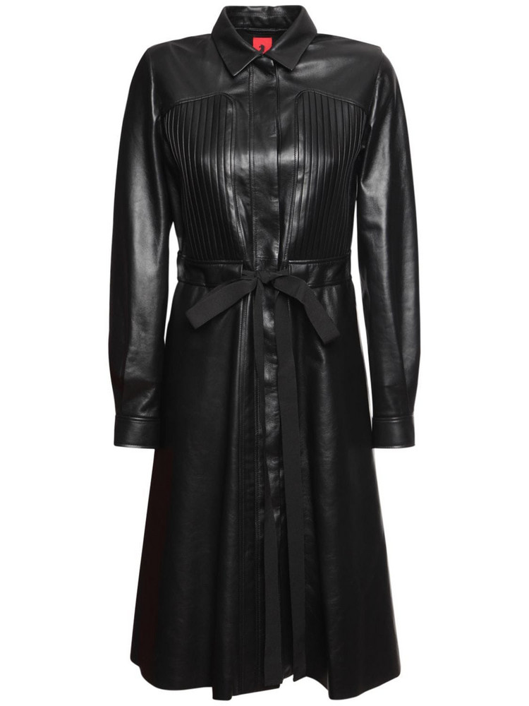 FERRARI Leather Midi Dress W/belt in black