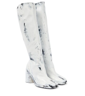 Maison Margiela Tabi knee-high leather boots in white