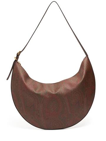 etro paisley cotton hobo shoulder bag in brown