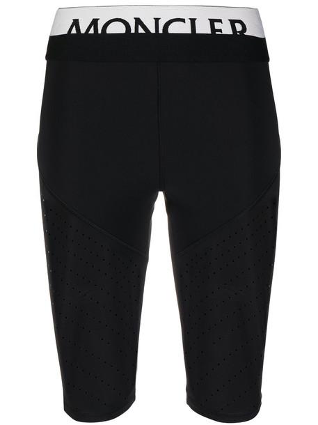 Moncler logo waistband perforated cycling shorts - Black