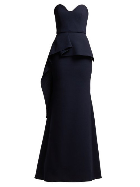 Roland Mouret - Bond Strapless Wool Crepe Gown - Womens - Navy