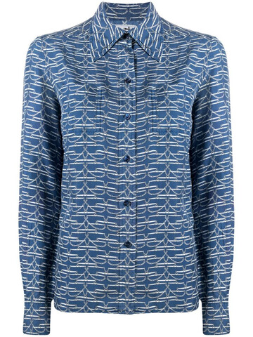 Hermès pre-owned chain print silk shirt in blue