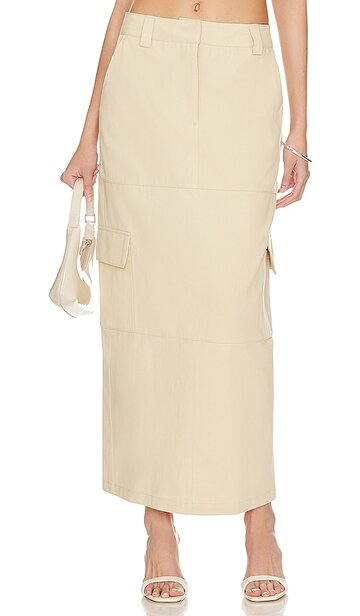 by.dyln laikon cargo maxi skirt in beige in sand