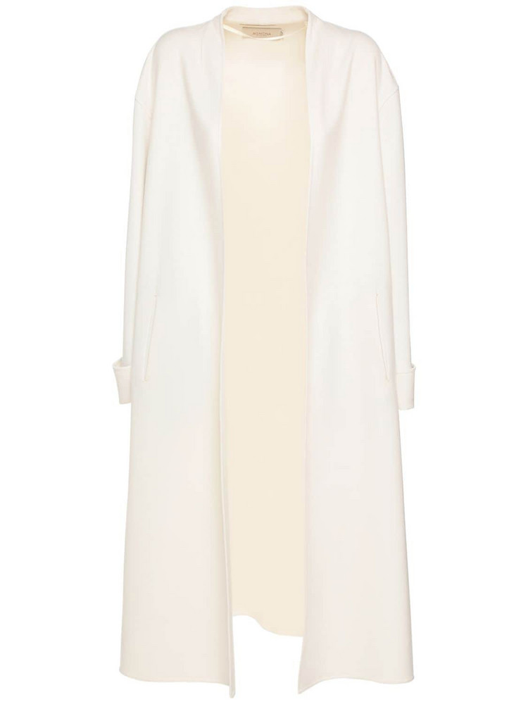 AGNONA Muretto Cashmere Blend Open Long Coat in white