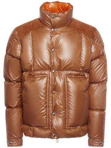 moncler ain recycled shiny tech down jacket in brown
