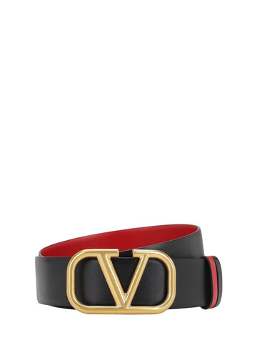 VALENTINO 40mm Go Logo Reversible Leather Belt in black / red