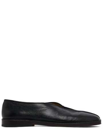 lemaire leather flat slippers in black