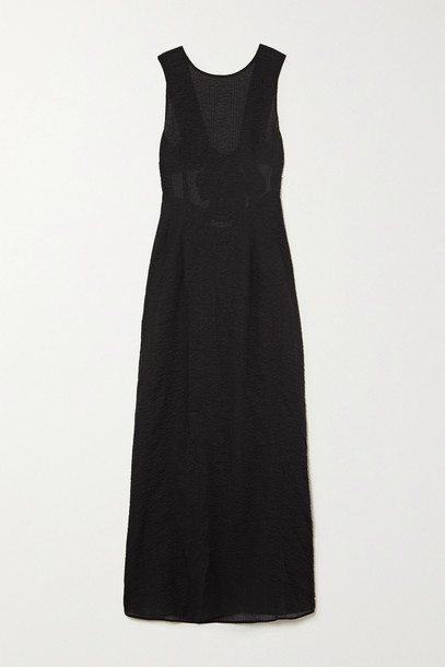 MARYSIA - Gargano Open-back Cotton-seersucker Maxi Dress - Black