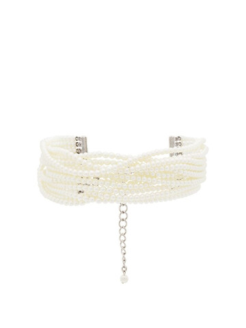 Kenneth Jay Lane multi strand pearl choker necklace in white