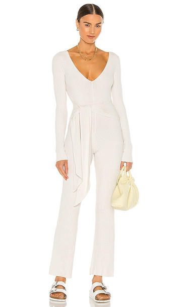 Weekend Stories Wrap Plunge V Jumpsuit in Ivory