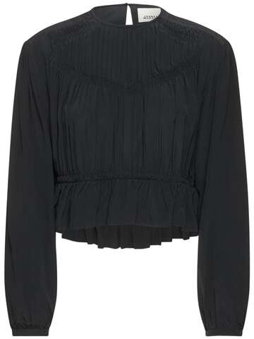 ISABEL MARANT Nelino Ruched Silk Blouse in black