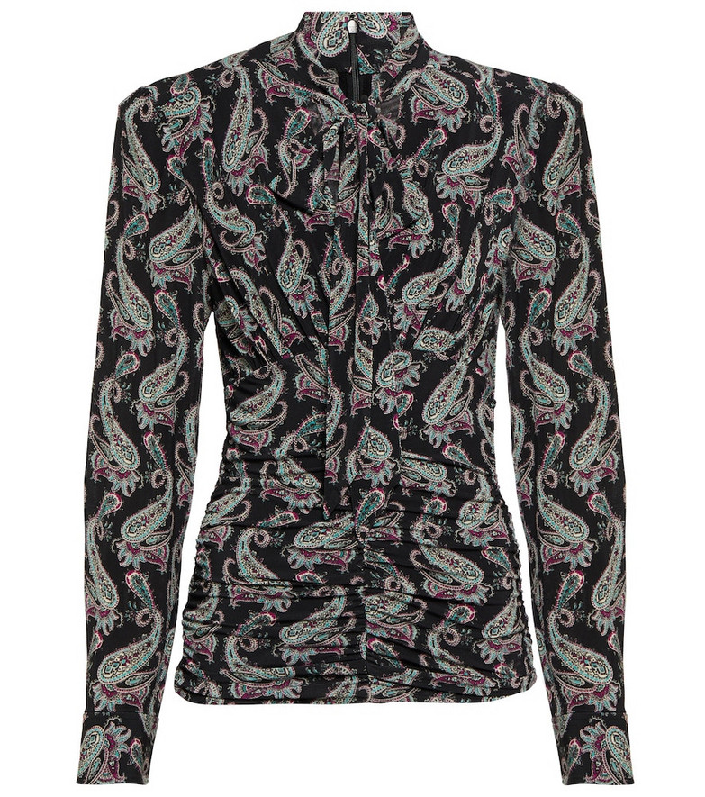 Isabel Marant Linazioa paisley ruched top in black