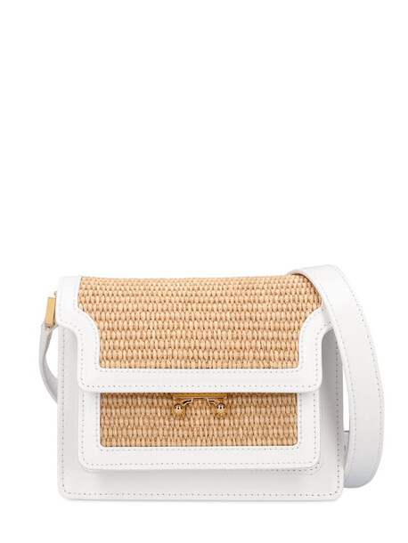 MARNI Mini Trunk Rafia Effect Shoulder Bag in white / beige