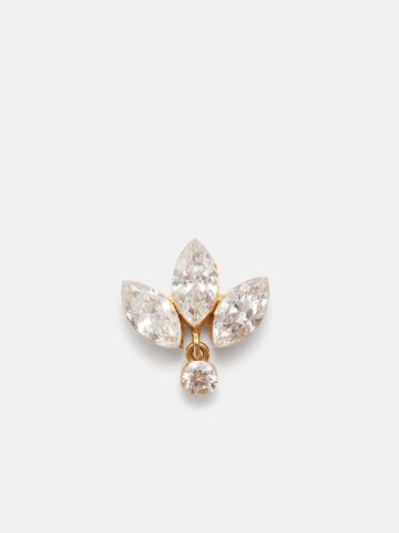 maria tash - lotus dangle diamond & 18kt gold single earring - womens - gold multi