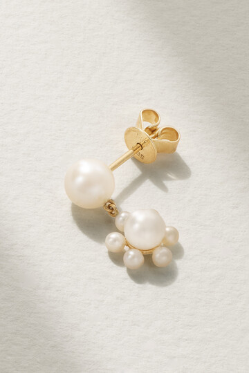 sophie bille brahe - petite deux jeanne 14-karat recycled gold pearl single earring - one size