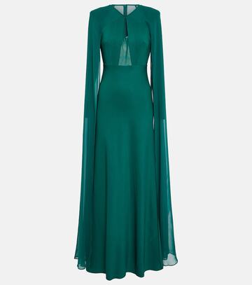 roland mouret cape chiffon gown in green