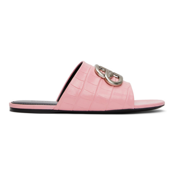 Balenciaga Pink Croc BB Sandals