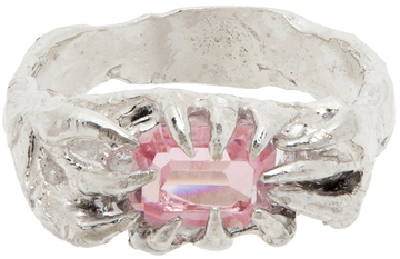Harlot Hands SSENSE Exclusive Silver Throne Ring in rose
