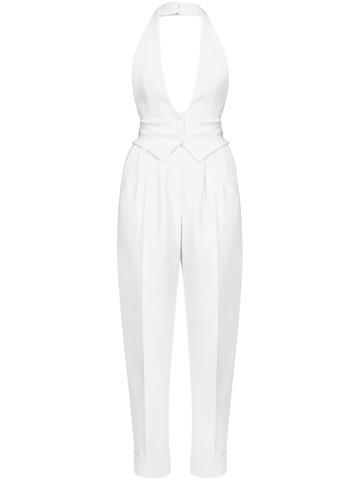 ALEXANDRE VAUTHIER Twill Tuxedo Halter Jumpsuit in white