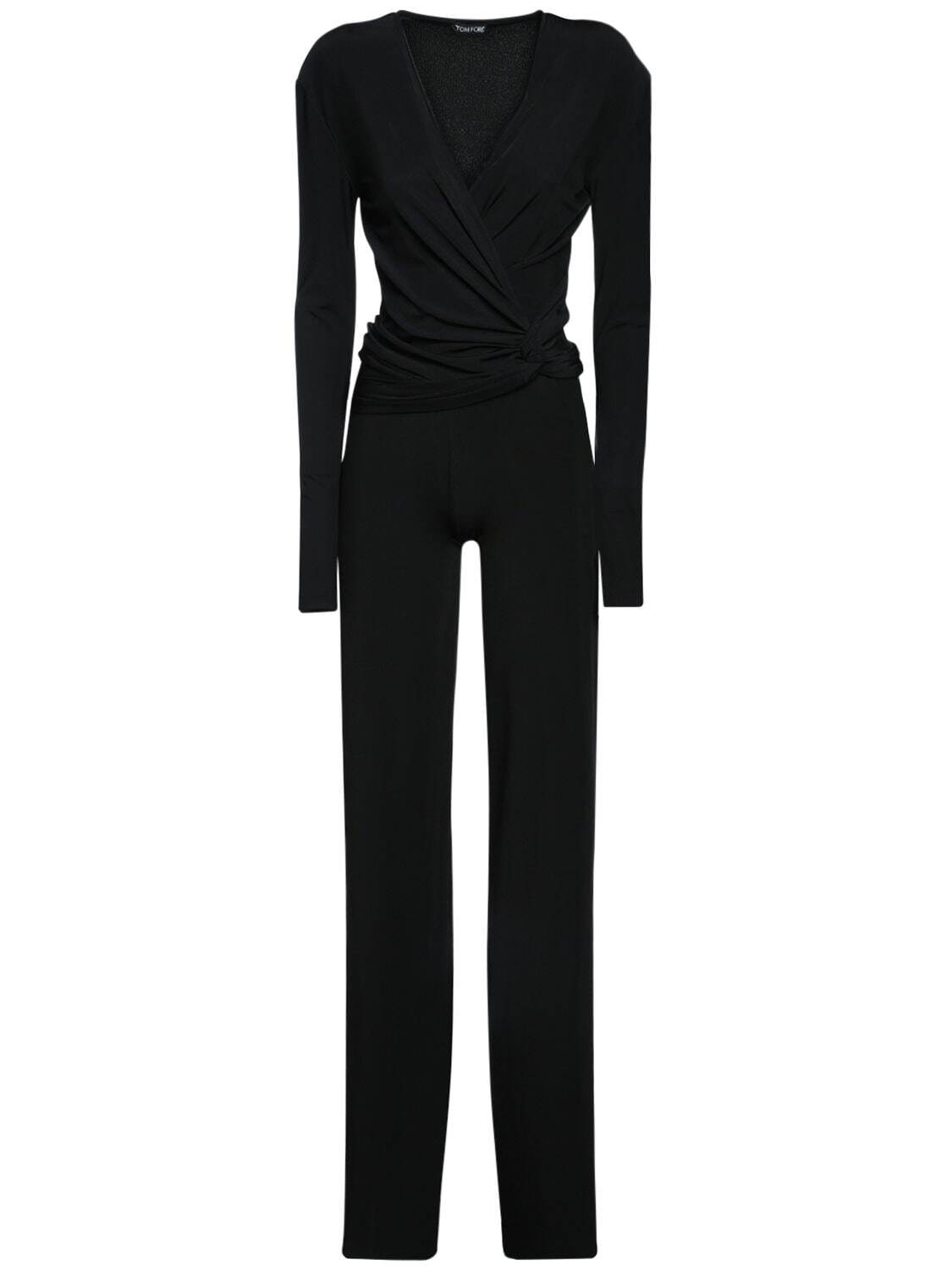 TOM FORD Loose Micro Jersey Jumpsuit in black
