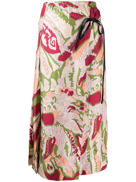 Victoria Beckham abstract print silk wrap skirt in pink