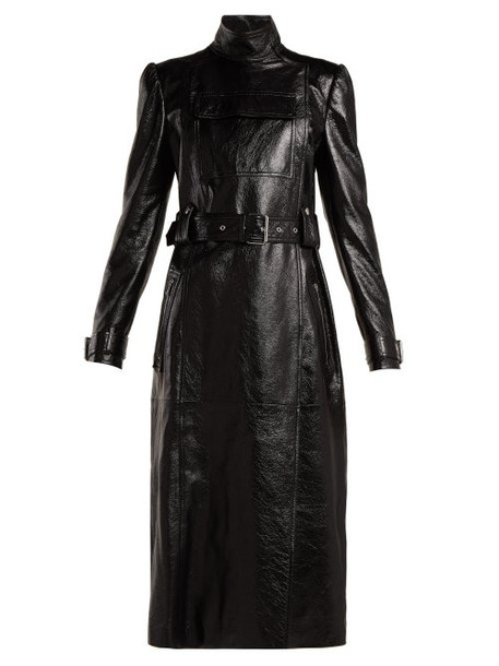 Valentino - Dragon Embroidered Double Breasted Leather Coat - Womens - Black Print