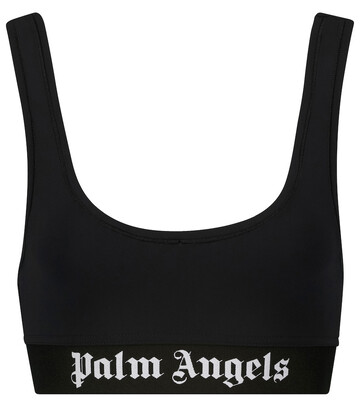 palm angels logo sports bra in black