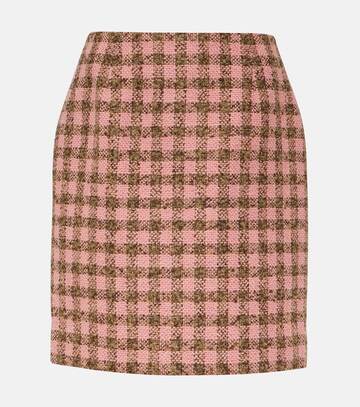 oscar de la renta checked wool-blend tweed miniskirt in pink