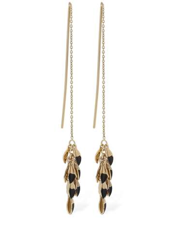 isabel marant half color leaf pendant earrings in black / gold