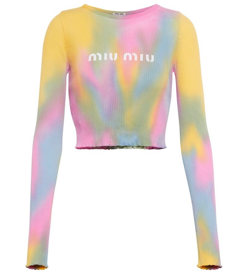 Miu Miu Logo tie-dye cotton crop top