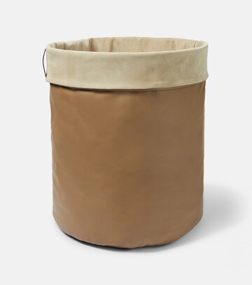 Brunello Cucinelli Large leather and suede basket in neutrals