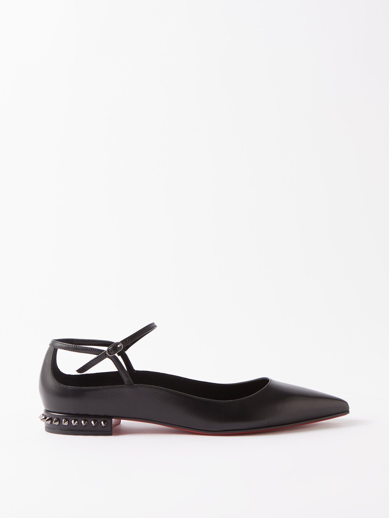 Christian Louboutin - Conclusive Spike Leather Ballet Flats - Womens - Black