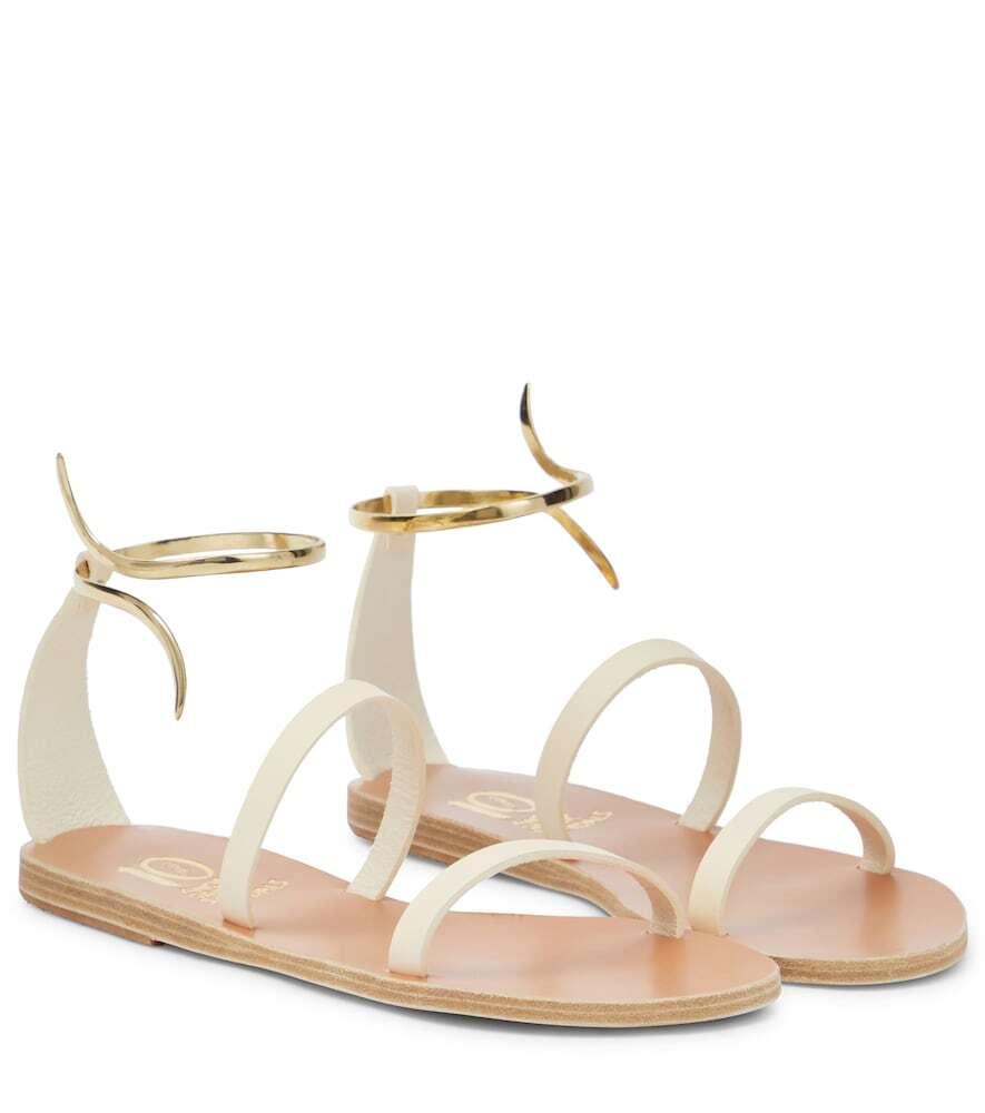 Ancient Greek Sandals Crouching Venus leather sandals in white
