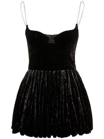 MAGDA BUTRYM Velour Mini Dress W/ Embellished Straps in black