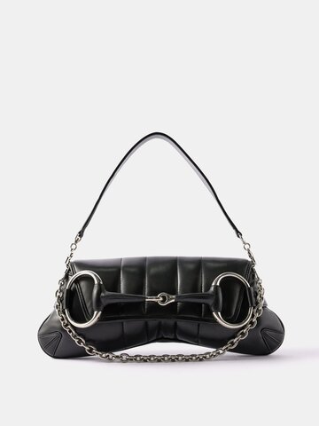 gucci - horsebit padded-leather shoulder bag - womens - black
