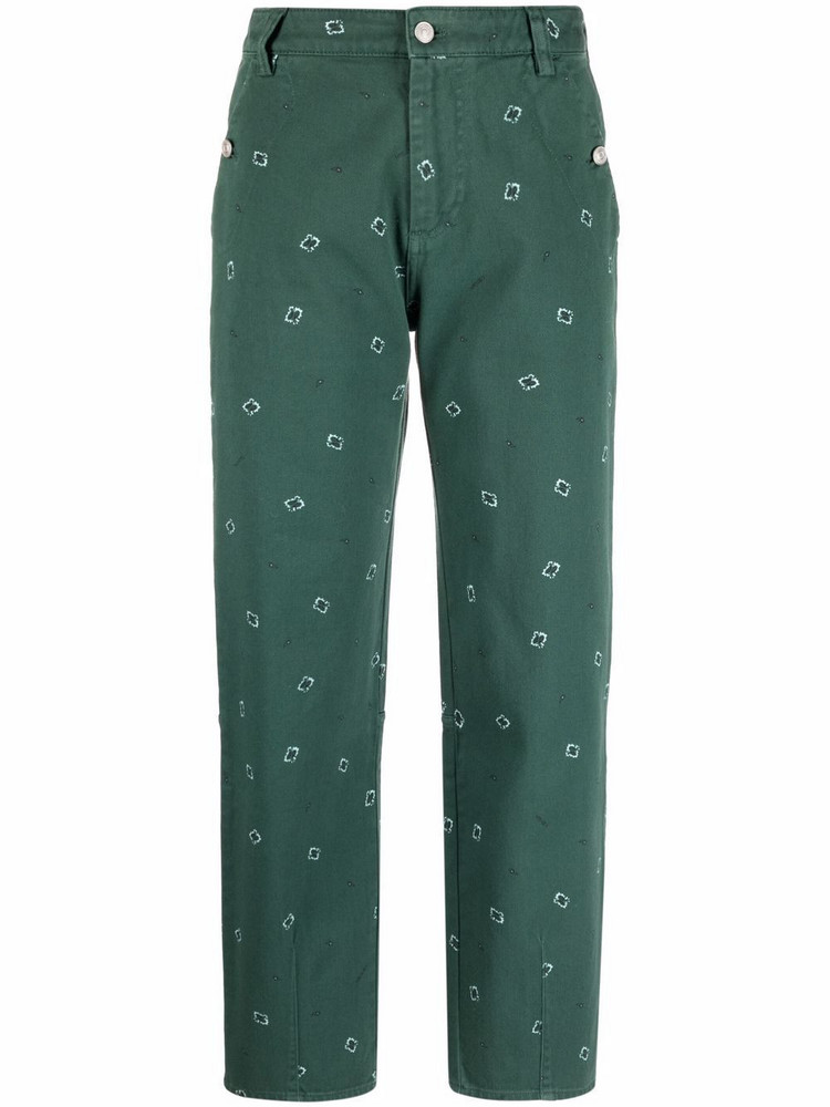 KENZO x H&M Floral Reversible Silk Blend Pants Wide Leg Trousers S M L XL Green