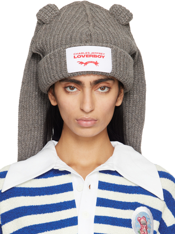 charles jeffrey loverboy ssense exclusive gray chunky rabbit beanie in grey