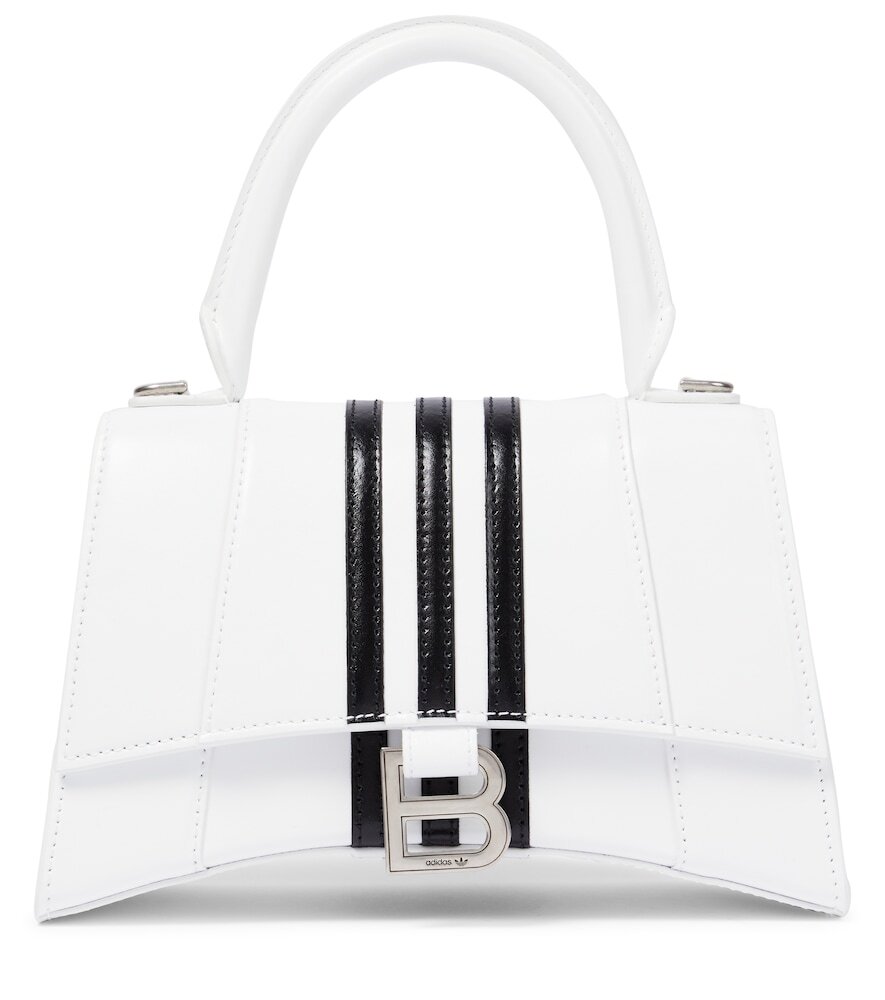 Balenciaga x Adidas Hourglass Small leather tote bag in white