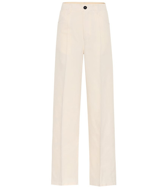 Jil Sander High-rise cotton and silk pants in white