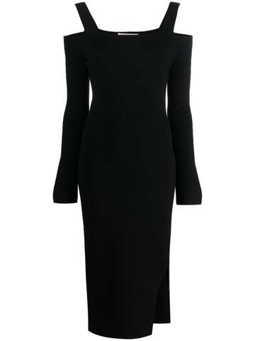 twinset drop-shoulder ribbed-knit midi dress - black