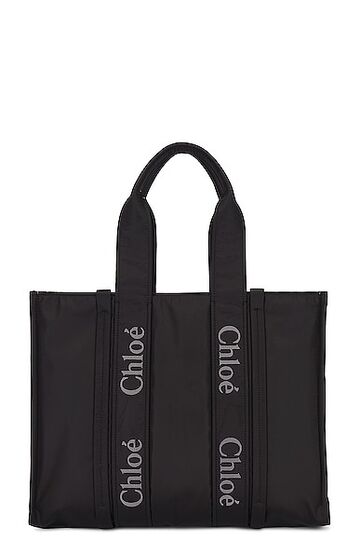 chloe woody large tote bag in black