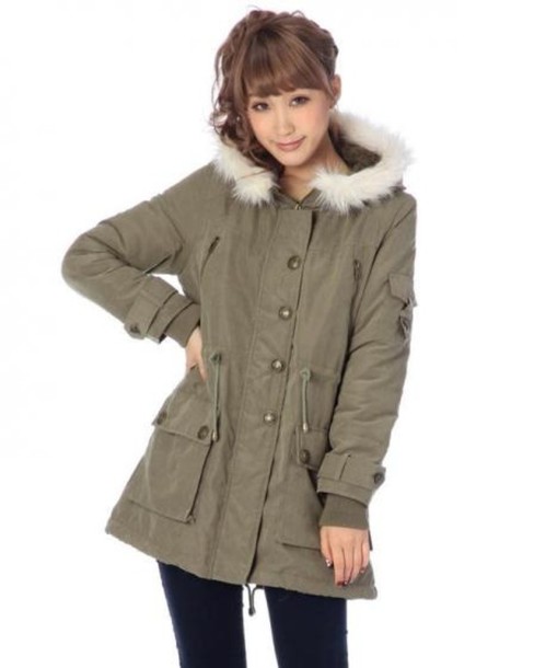 coat jacket winter outfits green fur