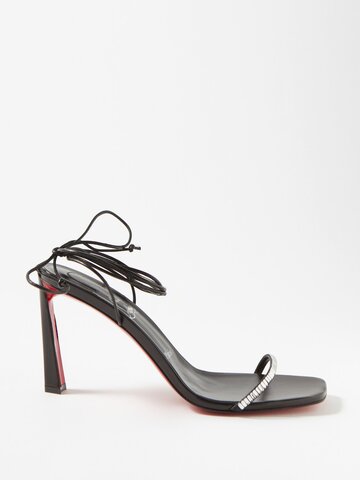 christian louboutin - condora lacestrass 85 leather sandals - womens - black