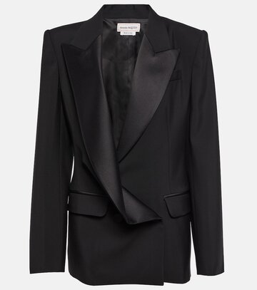 Alexander McQueen Asymmetric wool blazer in black