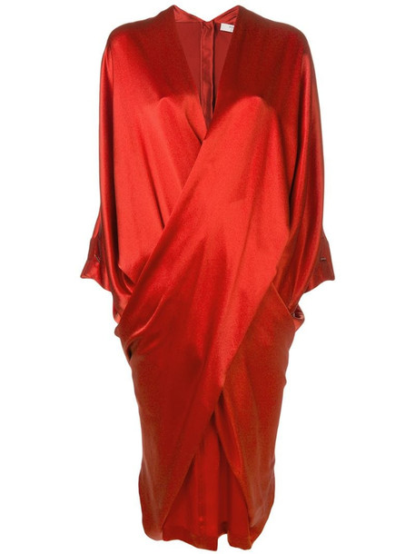 Poiret Infinity draped dress in red
