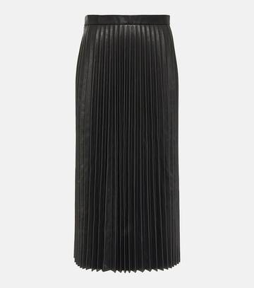 balenciaga pleated leather midi skirt in black