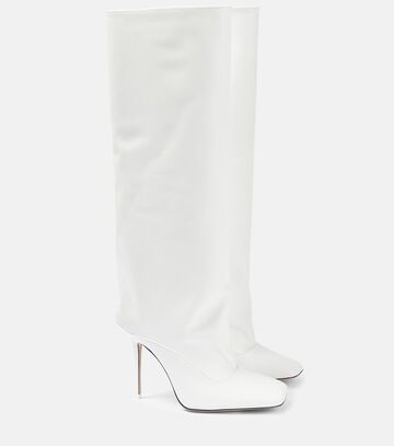 the attico sienna leather knee-high boots in white