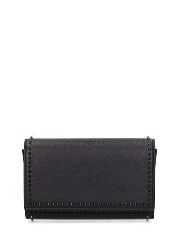christian louboutin paloma leather clutch w/spikes in black