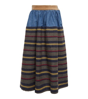 Visvim Elevation wool, silk and linen midi skirt in grey